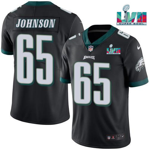 Men's Black Philadelphia Eagles #65 Lane Johnson Super Bowl LVII Vapor Untouchable Limited Stitched Jersey